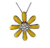 Stainless Steel Yellow Enamel Flower Pendant 